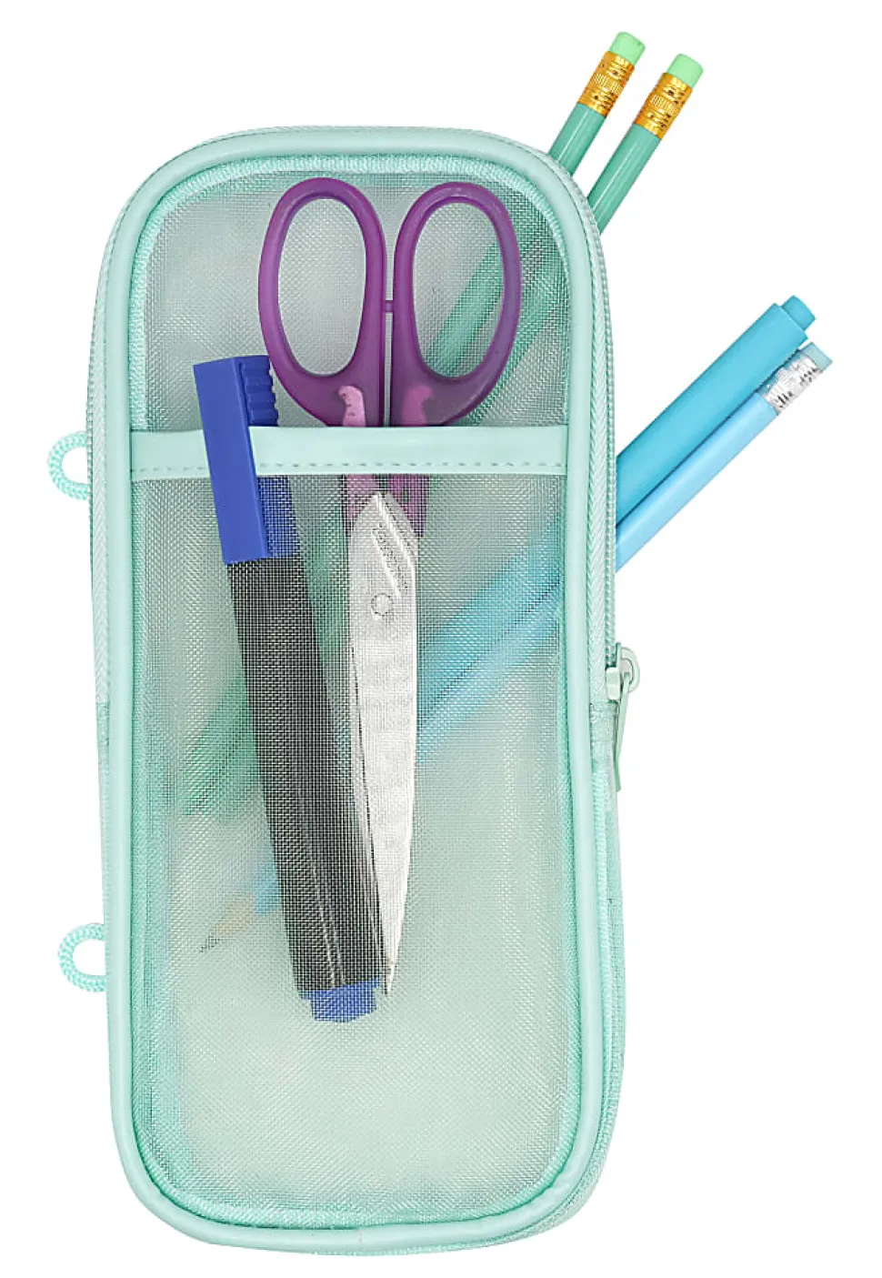 Office Depot® Brand Mesh Pencil Case, 8-1/4" x 4-3/8", Aqua