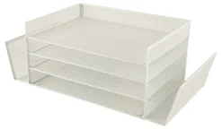 Office Depot® Brand Mesh 4-Shelf 2-Sided Desk Sorter, 6-1/2”H x 16-1/2”W x 9-1/16”D, White
