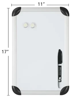 Office DepotĀ® Brand Mini Magnetic Dry-Erase Whiteboard, 11" x 17", Aluminum Frame With Silver Finish