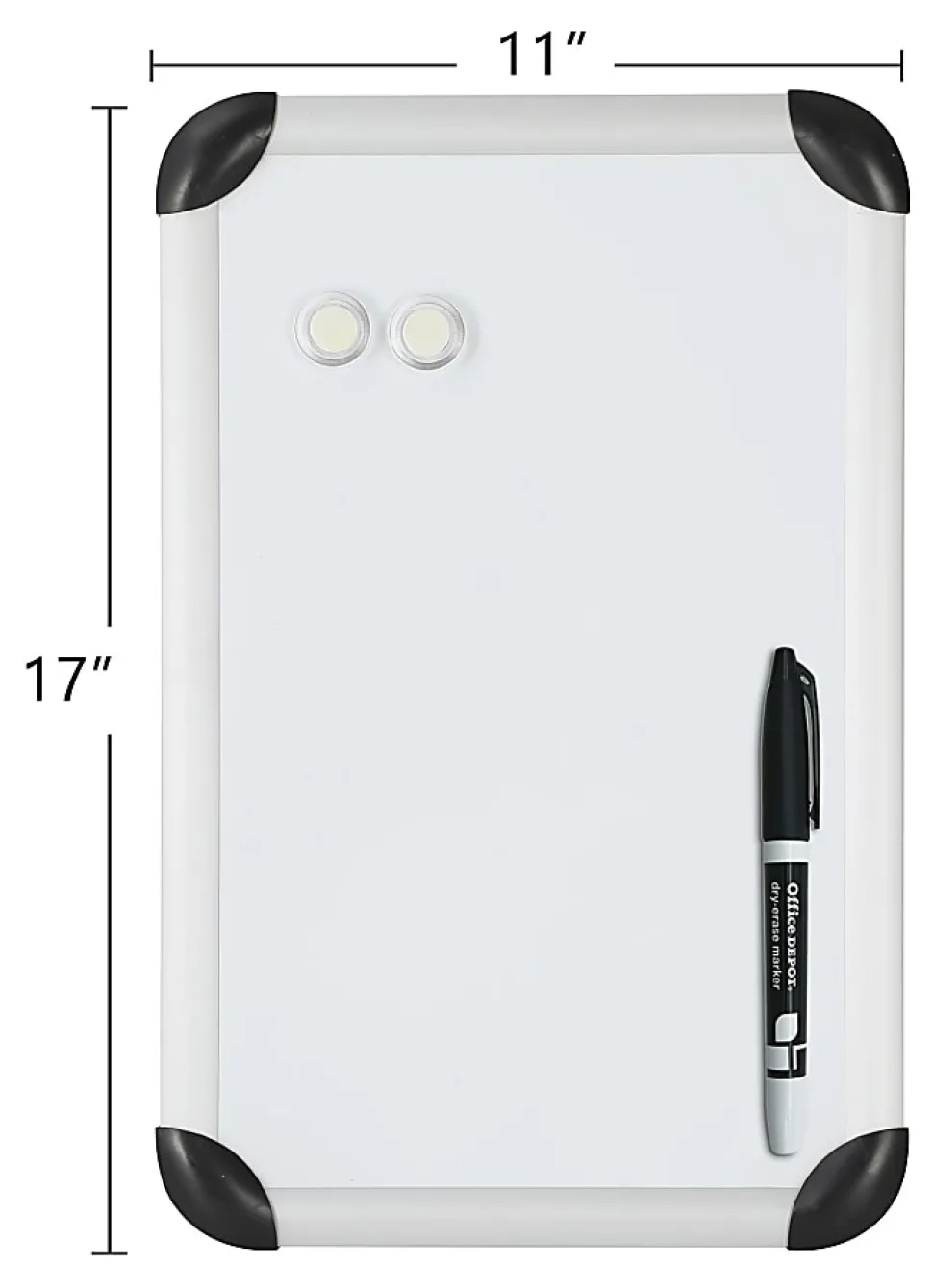 Office Depot® Brand Mini Magnetic Dry-Erase Whiteboard, 11" x 17", Aluminum Frame With Silver Finish