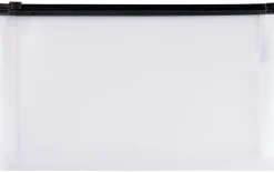Office Depot® Brand Mini Zip Envelope, Check Size, 10-3/4" x 7", Clear/Black