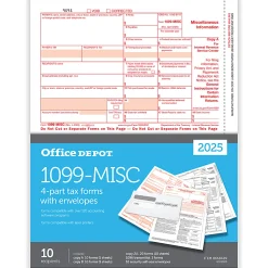 Office Depot® Brand 1099-MISC Laser Tax Forms And Envelopes, 4-Part, 2-Up, 8-1/2