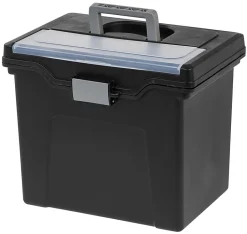 Office Depot® Brand Mobile File Box, Large, Letter Size, 11 5/8"H x 13 3/8"W x 10"D, Black/Silver