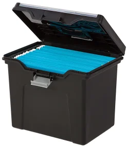 Office Depot® Brand Mobile File Box, Large, Letter Size, 11 5/8"H x 13 3/8"W x 10"D, Black/Silver