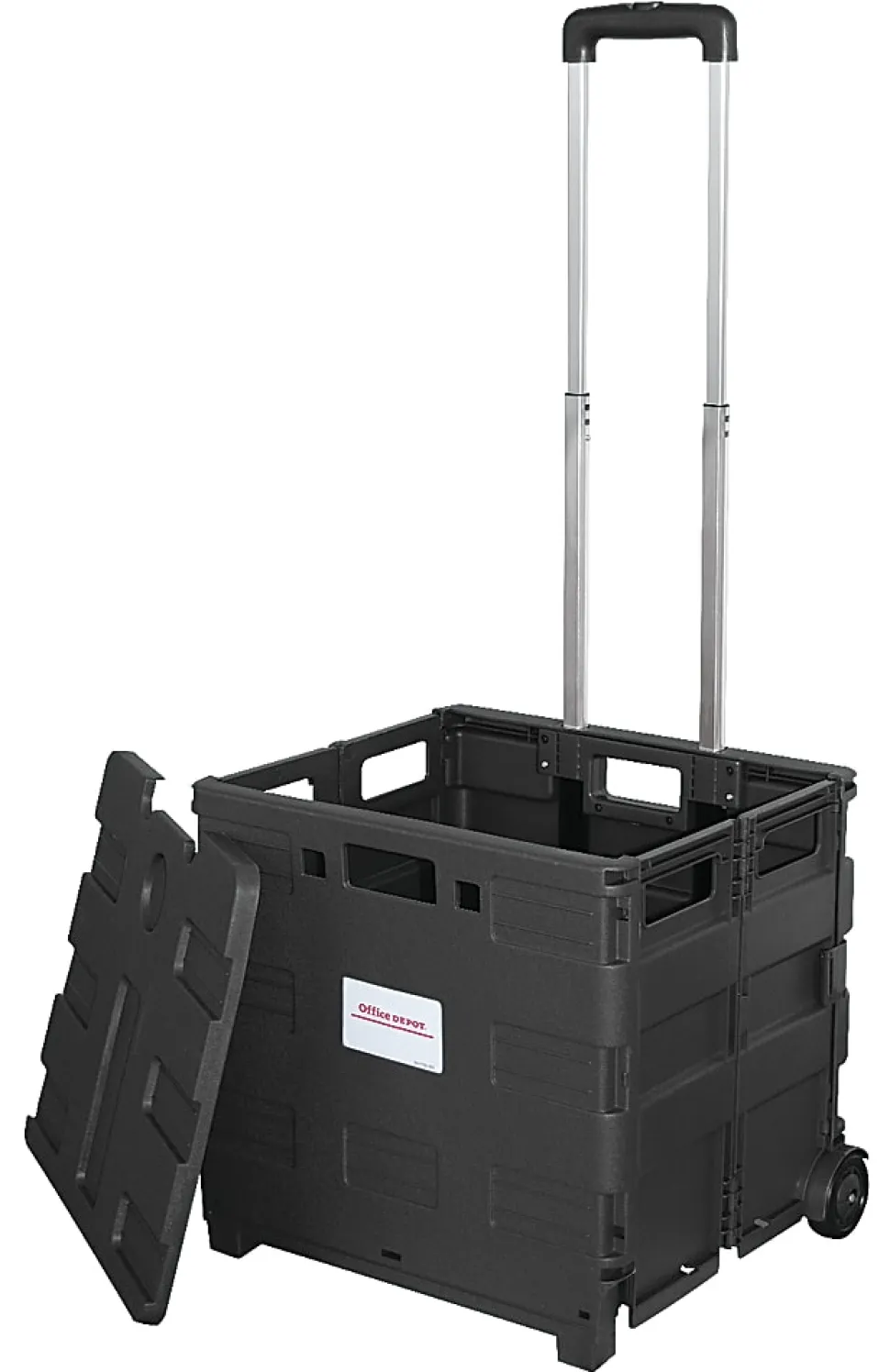 Office Depot® Brand Mobile Folding Cart With Lid, 16"H x 18"W x 15"D, Black