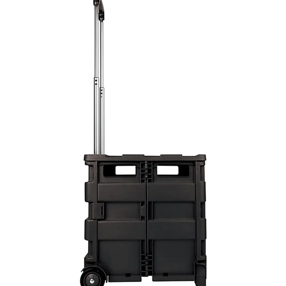 Office Depot® Brand Mobile Folding Cart With Lid, 16"H x 18"W x 15"D, Black