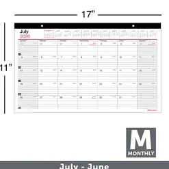 2026-2027 Office DepotĀ® Brand Monthly Academic Desk Calendar, 17-3/4" x 10-7/8", 30% Recycled, July 2026 To June 2027
