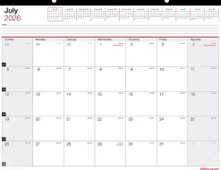 2026-2027 Office Depot® Brand Monthly Academic Desk Calendar, 22" x 17", 30% Recycled, July 2026 To June 2027