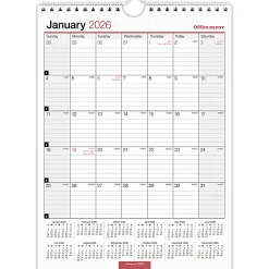 Office Depot Brand Monthly Wall Calendar, 8" x 11", White, January 2026 to December 2026, OD30132826