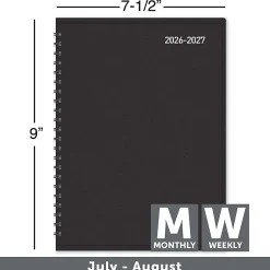 2026-2027 Office Depot® Brand 14-Month Weekly/Monthly Academic Planner, Vertical Format, 7-1/2