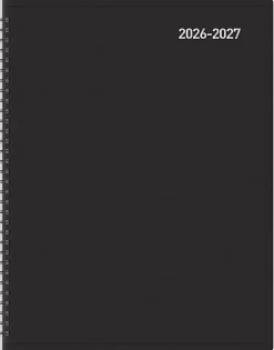 2026-2027 Office Depot® Brand 14-Month Weekly/Monthly Academic Planner, Vertical Format, 8" x 11", 30% Recycled, Black, July 2026 To August 2027
