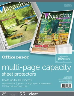 Office Depot® Brand Multi-Page Capacity Sheet Protectors, 100-Sheet Capacity, 8-1/2" x 11", Clear, Pack Of 25