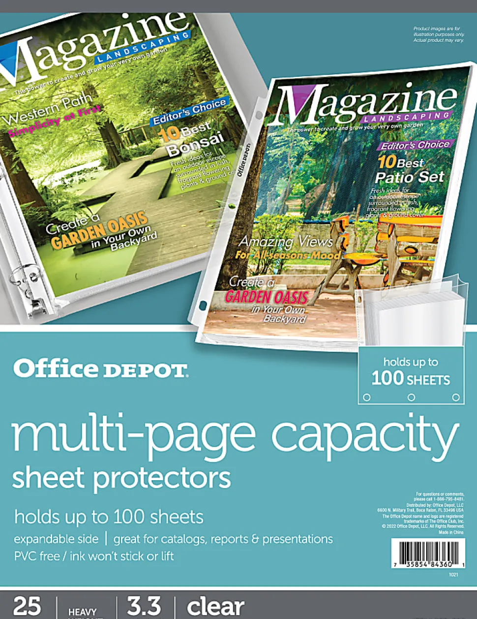 Office Depot® Brand Multi-Page Capacity Sheet Protectors, 100-Sheet Capacity, 8-1/2" x 11", Clear, Pack Of 25