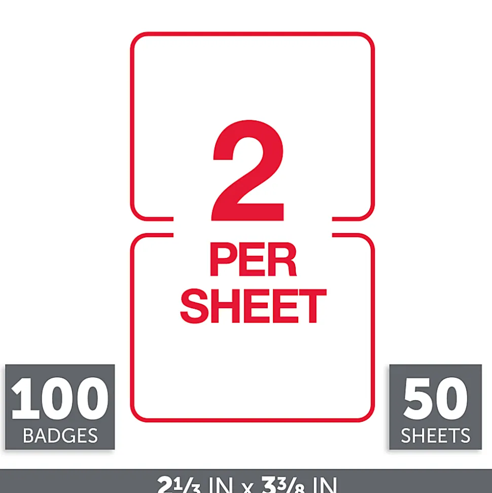 Office Depot® Brand Name Badge Labels, 2 11/32" x 3 3/8", Red Border, Pack Of 100