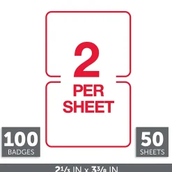 Office Depot® Brand Name Badge Labels, 2 11/32" x 3 3/8", Gold Border, Pack Of 100