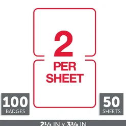 Office Depot® Brand Name Badge Labels, 2 11/32" x 3 3/8", Blue, Pack Of 100