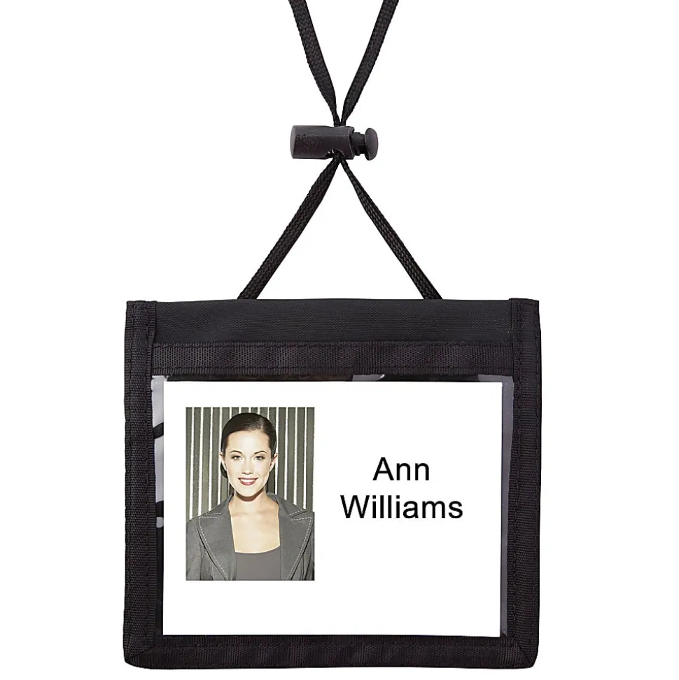 Office Depot® Brand Neck Pouch Name Badge, Convention Size, 3" x 4"