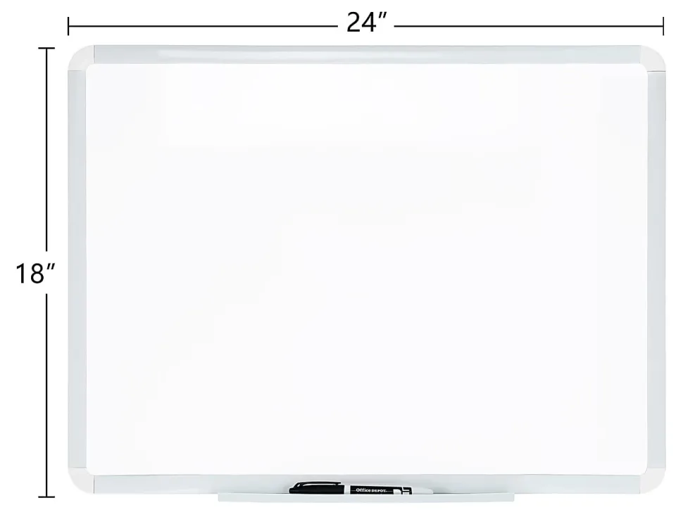 Office Depot® Brand Non-Magnetic Melamine Dry-Erase Whiteboard, 18" x 24", Plastic Frame With White Finish
