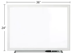 Office Depot® Brand Non-Magnetic Melamine Dry-Erase Whiteboard With Marker, 24" x 36", Aluminum Frame With Silver Finish