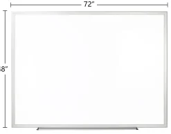 Office DepotĀ® Brand Non-Magnetic Melamine Dry-Erase Whiteboard With Marker, 48" x 72", Aluminum Frame With Silver Finish