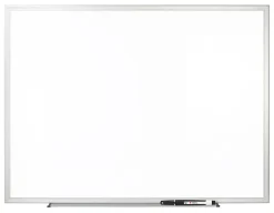 Office Depot® Brand Non-Magnetic Melamine Dry-Erase Whiteboard With Marker, 48" x 72", Aluminum Frame With Silver Finish