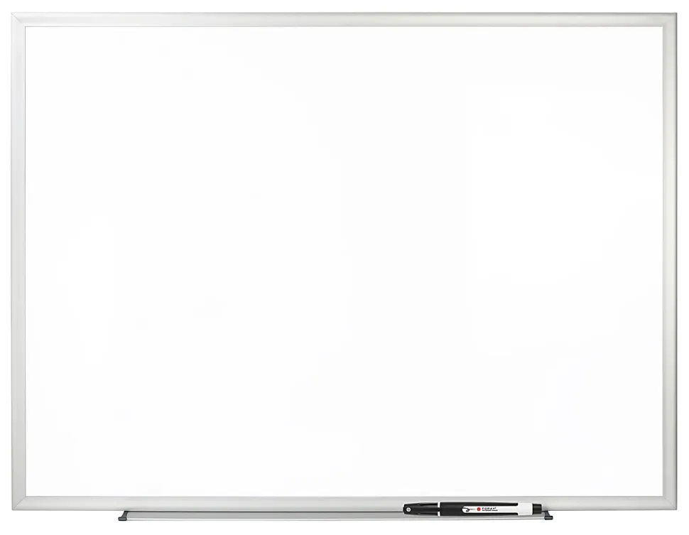 Office Depot® Brand Non-Magnetic Melamine Dry-Erase Whiteboard With Marker, 48" x 72", Aluminum Frame With Silver Finish