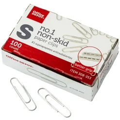 Office Depot® Brand Non-Skid Paper Clips, No. 1, Small, Silver, Pack Of 10 Boxes, 100 Per Box, 1000 Total