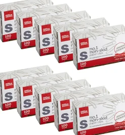 Office Depot® Brand Non-Skid Paper Clips, No. 1, Small, Silver, Pack Of 10 Boxes, 100 Per Box, 1000 Total