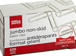 Office Depot® Brand Non-Skid Paper Clips, Jumbo, Silver, Pack Of 10 Boxes, 100 Clips Per Box, 1,000 Total