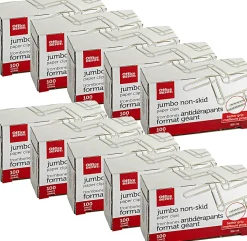 Office Depot® Brand Non-Skid Paper Clips, Jumbo, Silver, Pack Of 10 Boxes, 100 Clips Per Box, 1,000 Total