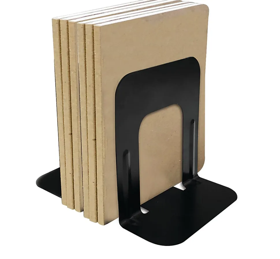 Office Depot® Brand Nonskid Steel Bookends, 7", Black, Set Of 2
