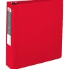 Office Depot® Brand Nonstick 3-Ring Binder, 2" Round Rings, Red