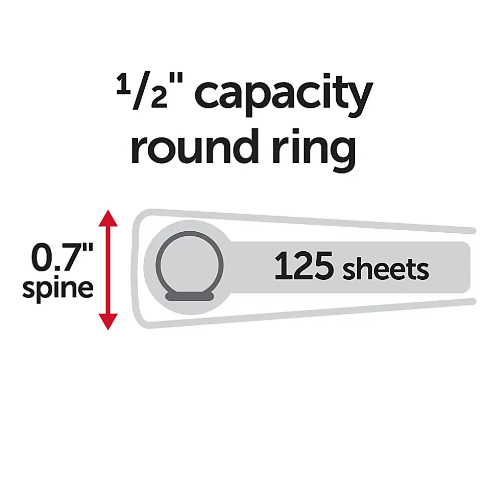 Office Depot® Brand Nonstick 3-Ring Binder, 1/2" Round Rings, Black