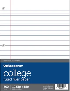 Office Depot® Brand Notebook Filler Paper, 8" x 10-1/2", Quadrille Ruled, White, Pack Of 400 Sheets