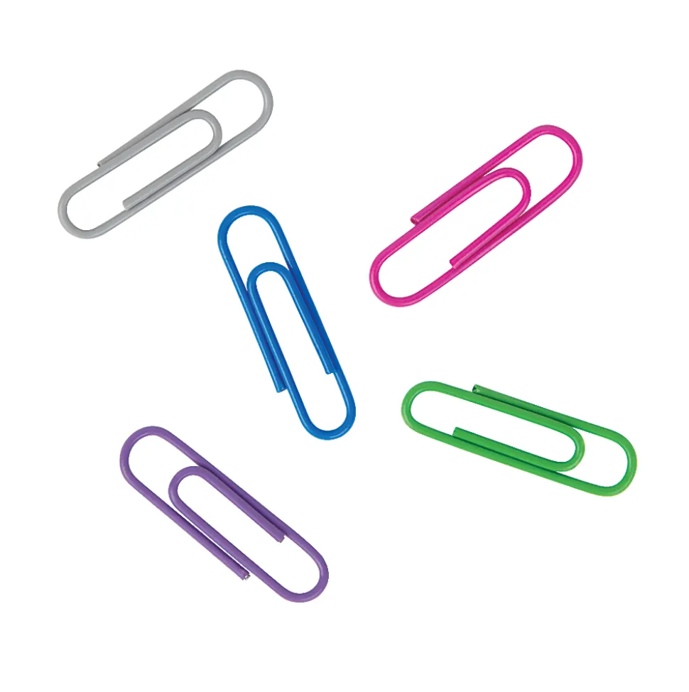 Office Depot® Brand Paper Clips, Tub Of 1000, No. 1, Assorted Colors