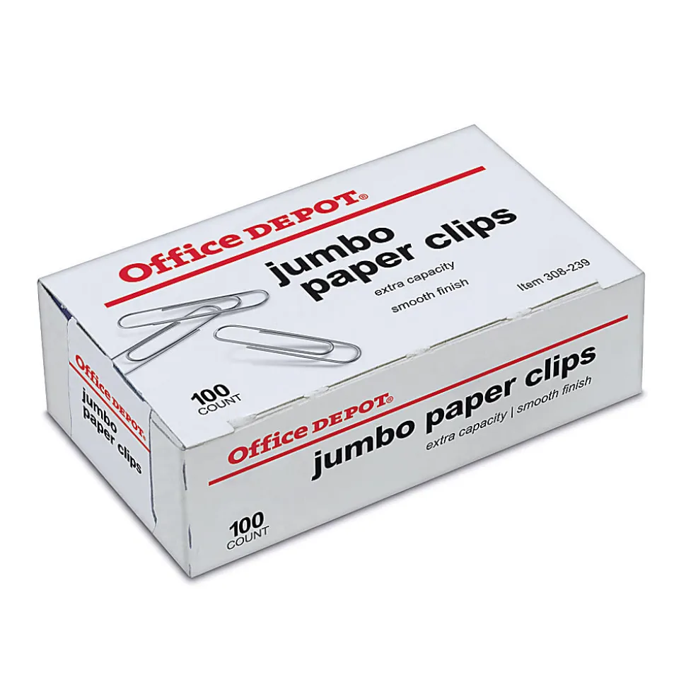 Office Depot® Brand Paper Clips, Jumbo, Silver, Box Of 100 Clips, 10004BX