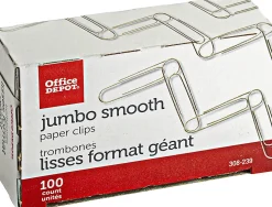 Office Depot® Brand Paper Clips, Jumbo, Silver, Pack Of 10 Boxes, 100 Clips Per Box, 1,000 Total