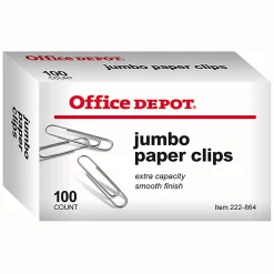 Office Depot® Brand Paper Clips, Jumbo, Silver, Box Of 100 Clips