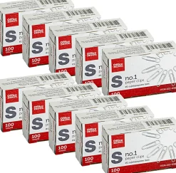 Office Depot® Brand Paper Clips, No. 1, Small, Silver, Pack Of 10 Boxes, 100 Per Box, 1,000 Total
