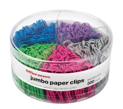 Office Depot® Brand Paper Clips, Pack Of 500, Jumbo, Assorted Colors