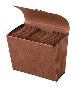 Office Depot® Brand Paper Expanding File With Flap, 12 Pocket, Expansion 2", 8 1/2" x 11", Letter, 30 % Recycled, Brown, Pack of 1
