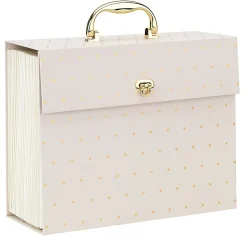 Office Depot® Brand Paper Expanding Case File, 19 Pockets, Letter Paper Size, Pink/Gold Dots