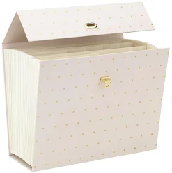 Office Depot® Brand Paper Expanding Case File, 19 Pockets, Letter Paper Size, Pink/Gold Dots