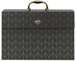 Office Depot® Brand Paper Expanding Case File, 19 Pockets, Legal Paper Size, Gray/Gold Chevron