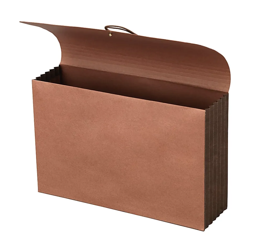 Office Depot® Brand Paper Extra-Wide Expanding Wallets With Flap, 1 Pocket, Expansion 5-1/4", 8 1/2" x 14", Legal, Brown, Pack of 2