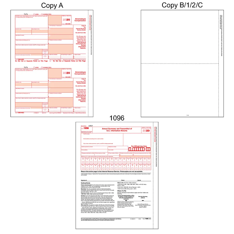 Office Depot® Brand 6-Part W-2/4-Part 1099 Laser Form Sets And Envelopes With LaserLink Software, 8-1/2" x 11", Pack Of 50 Forms