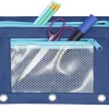 Office Depot® Brand Pencil Pouch With Mesh Window, 7" x 9-3/4", Navy/Light Blue