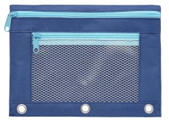 Office Depot® Brand Pencil Pouch With Mesh Window, 7" x 9-3/4", Navy/Light Blue