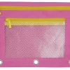 Office Depot® Brand Pencil Pouch With Mesh Window, 7" x 9-3/4", Pink/Yellow