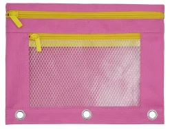Office Depot® Brand Pencil Pouch With Mesh Window, 7" x 9-3/4", Pink/Yellow
